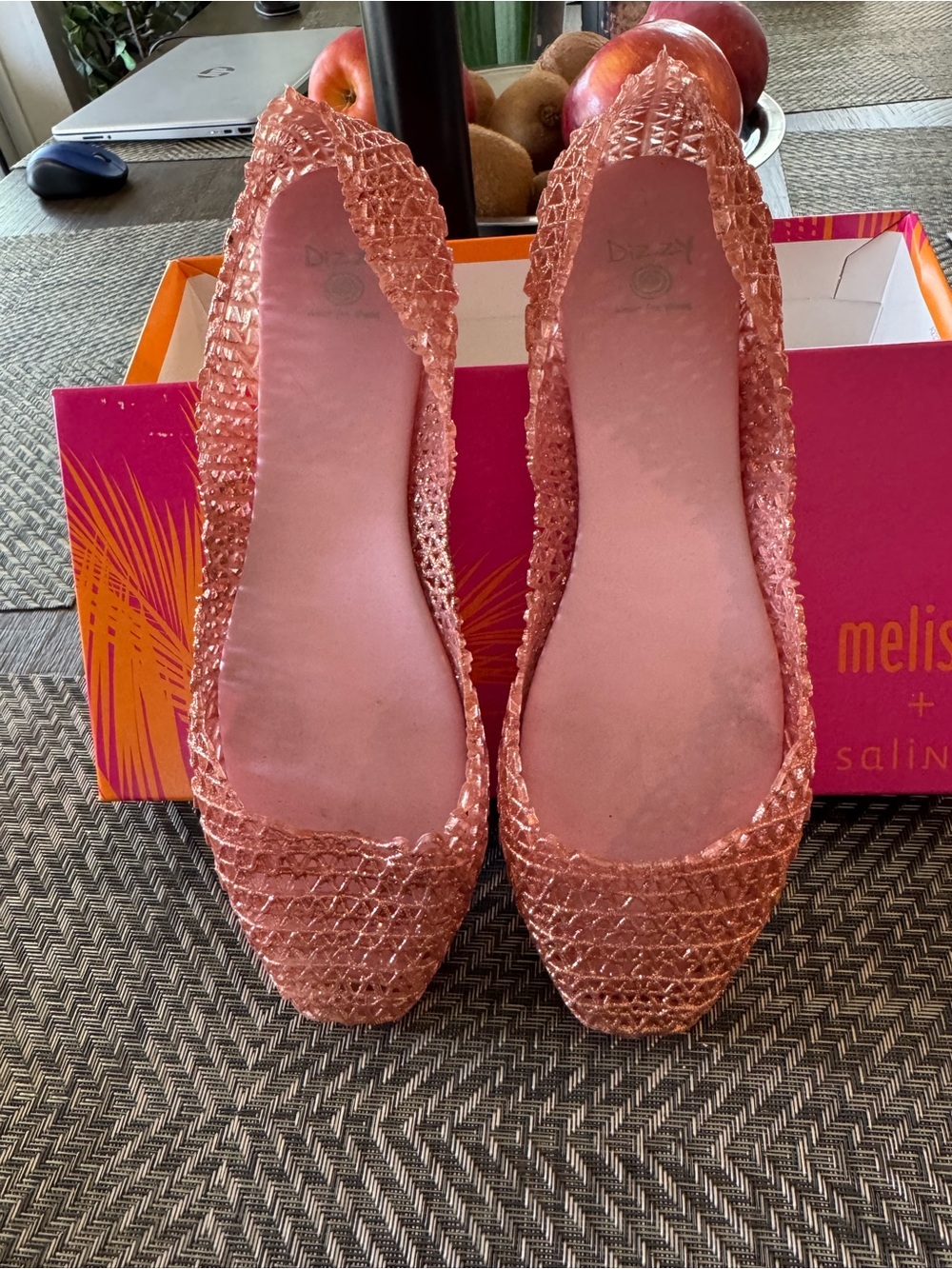 Melissa Glitter Jelly Ballet Flats in Rose